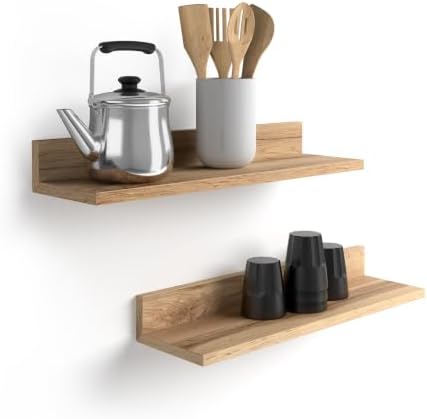 Mobili Fiver, Set of 2 Rachele Shelves, 23.62 in, Rustic Oak, Made in Italy