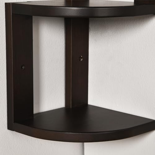 CONSDAN Corner Shelves, Solid Hickory Wood Corner Shelf Wall Mounted, 4 Tier Floating Corner Shelves for Wall, Wall Corn