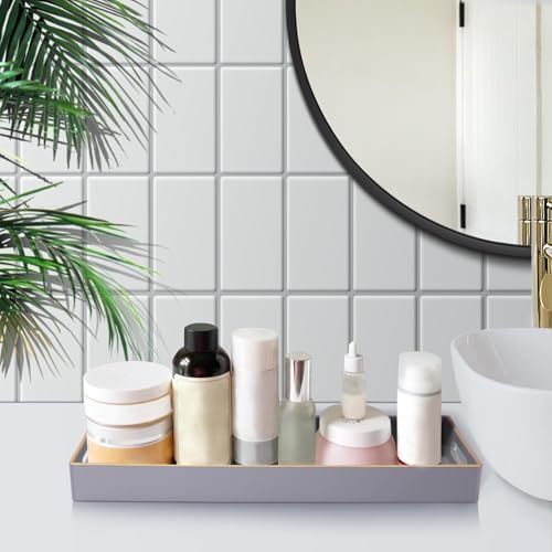 MAONAME Gray Bathroom Tray, Rectangular Toilet Tank Trays with Handles