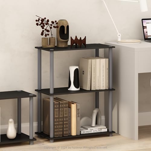 Furinno TURN-N-TUBE Storage Shelves, 3-Tier Book Shelf, Corner Shelf, Toolless Open Shelves, for Organization and Storag