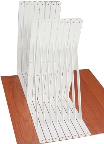 16 Pack L16 x H 10" White Heavy Duty Shelf Brackets with Screws Metal Shelf Brackets Shelf Support Angle Brackets for Sh