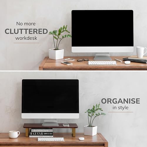 Anji Mountain Monitor Stand for Desk - Desktop Organizer & Laptop Riser, Ergonomic Monitor Riser, Space-Saving, Durable,