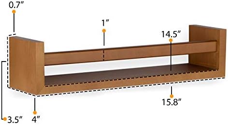 Wallniture Utah Floating Shelves for Wall, Wood Bookshelf for Kids Books, Picture Frames, Nursery Wall Decor, Walnut, Se