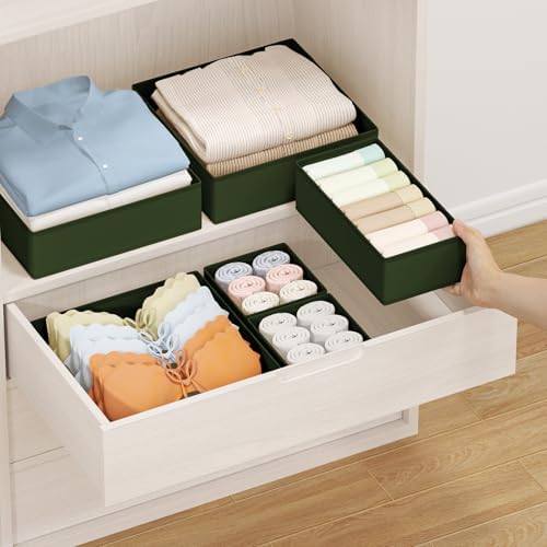 DIMJ Drawer Organizer Clothes, 24 Pack Dresser Organizer, Foldable Closet Organizers and Storage, Fabric Dresser Bins, D