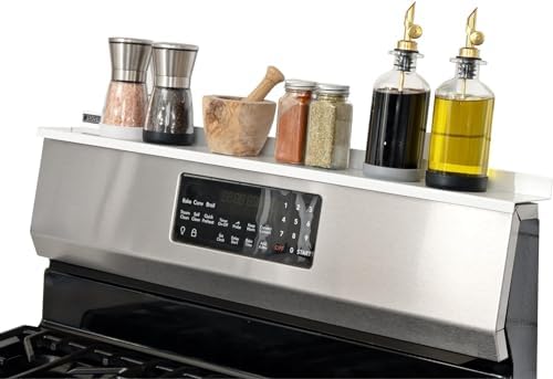 StoveShelf 30" Length White Magnetic Shelf for Kitchen Stove - Kitchen Storage Solution with Zero Installation - Over St