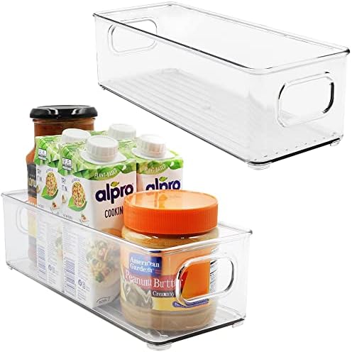 Emagoods Clear Storage Bins with Handles - Stackable Closet Organizers Pantry Organization BPA Free Fridge Organizer Set