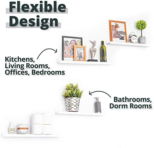 Picture Shelf, Greenco Set of 2 Wall Mounted Photo Ledge Floating Shelves for Bedroom, Living Room, Kitchen, Bathroom, N