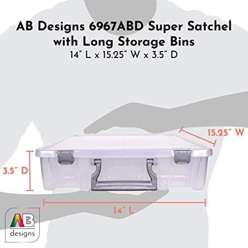 AB Designs 6967ABD Super Satchel with 9 Mixed Bins Inside, Stackable Home Storage Organization Container, Clear with Sli