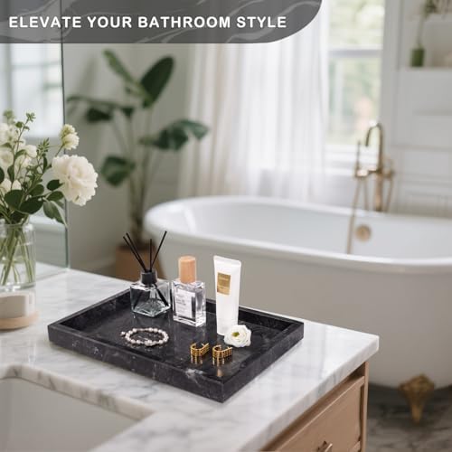 Marble Bathroom Tray for Countertop & Home Decor, Natural Decorative Marble Tray for Jewelry & Perfume Organizer, Luxury