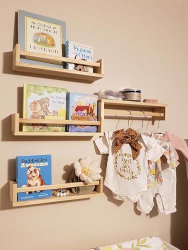 Gneric Floating Shelves for Wall, Burlywood Nursery Book Shelves, 15.7 inch Kids Bookshelf, Wall Shelves for Living Room
