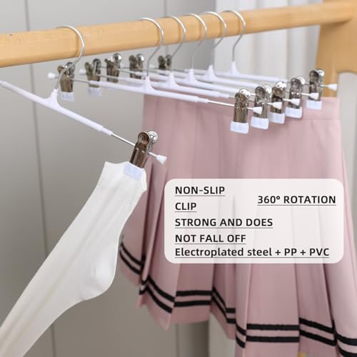 CAYUGIN-Non-Marking Anti-Slip Pants Hanger, Space-Saving Pants Clip and Skirt Clip, Jeans and Long Pants Hanger, Clothes and Pants Clip for Various Shorts and Casual Pants, Durable. (10, White)