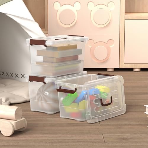 7-Quart Clear Plastic Storage Bins with Lids, 5-Pack Durable Stackable Organization Container with Lock Buckle and Handl
