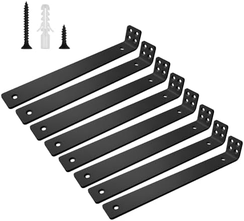 Shelf Brackets 12 inch, Heavy Duty Shelf Bracket 8 Pack L Brackets Black Metal Wall Bracket for Shelves Support Bracket 