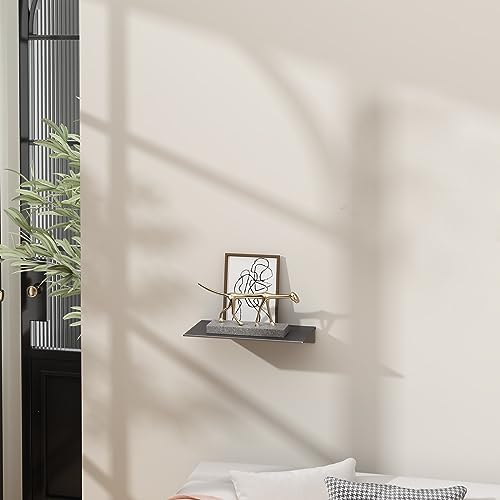 Danpoo 8 inch Gray Small Floating Shelf for Wall Organizer & Storage, Mini Display Shelf, Metal Wall Shelf for Bathroom,