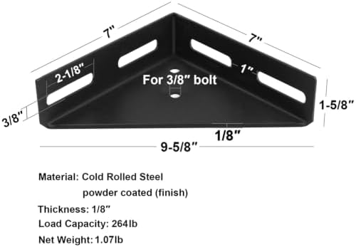 4 Pack Corner Brace Brackets,7" x 7",Triangle Shelf Bracket,1/8" Thick
