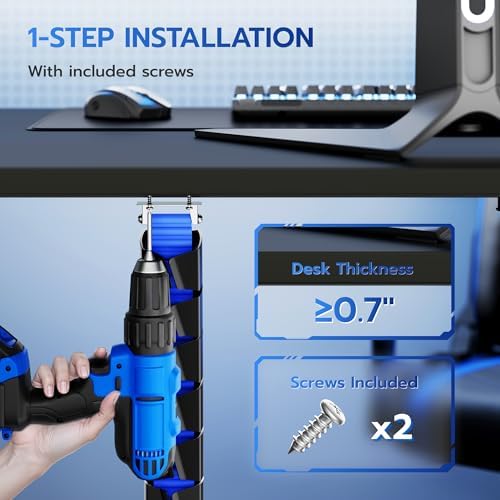 ARES WING Under Desk Cable Management Spine, Screw-On Vertebrae Cord Organizer for Standing Desk, Length-Adjustable with