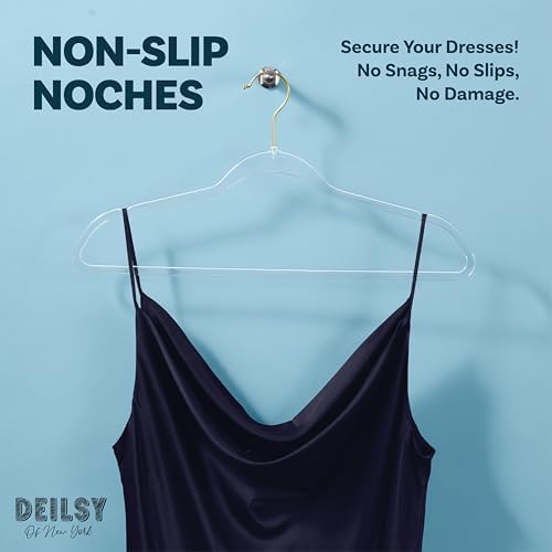 DEILSY™ Clear Thin Hangers with Gold Hook Non-Velvet Hangers 50 Pack