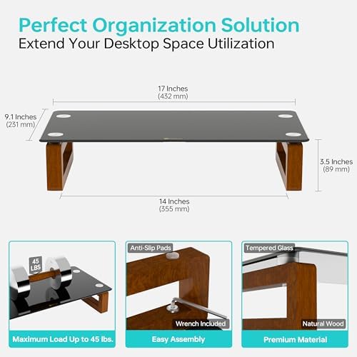 YEOUX Multi-Purpose Desktop Stand - 17.0" x 9.0" x 3.5" (Black & Walnut)