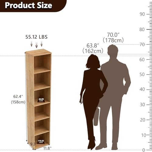 Wooden 6 Cube Storage Organizer, 6 Tier Storage Cubes Unit Display Cubby, Versatile Cubes Shelf and Cubby Organizer for 