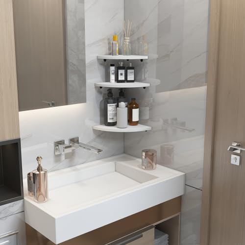 HORLIMER 6 Pack Floating Corner Shelf Wall Mount for Bedroom(White)