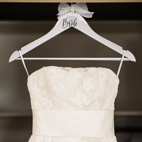 Yuntau Bride Hanger for Wedding Dress Wooden Mrs Hanger, White, Bride
