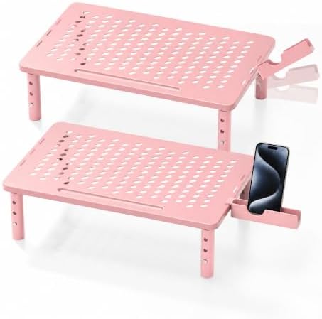 Computer Monitor Stand Riser for Desk, 3 Height Adjustable PC Laptop TV Desktop Monitor Stand Shelf, Metal Printer Table