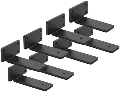 8 Pack Shelf Brackets 5 Inch Floating Shelf Bracket 1/5 inch Thick Heavy Duty Hidden Shelf Brackets Iron Metal Brackets 