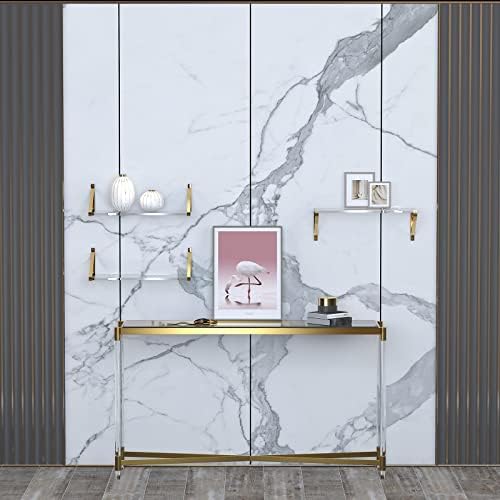 Gold Floating Shelves Crystal-Clear Acrylic Floating Shelves,Sturdy Thickness 10mm(0.4inch) Acrylic Shelves for Wall Dec