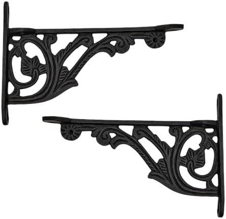Mystic Colonial Cast Iron Shelf Brackets 10.5 cm x 15.5 cm (4⅛ in x 6⅛ in) | Victorian Heavy-Duty Decorative Wall Mount 