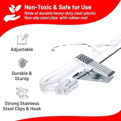DEILSY™ Pants Hangers with Clips 25 Pack Skirt Hangers Clear Plastic