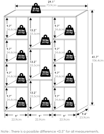 11-Cube Bookshelf, Reversible Bookcase, Book Shelf, Cube Storage Organizer, 9.4 x 29.1 x 41.7, for Home Office, Living R