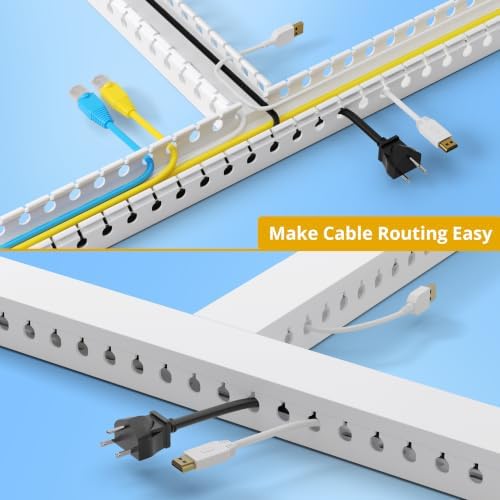 1.2"H x 1.6"W Cable Raceway, 12ft Under Desk Wire Management Channel, White