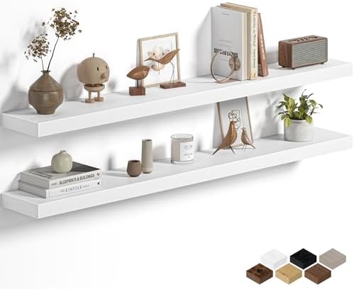 Fun Memories Floating Shelves for Wall 48 Inch, Set of 2 – Wall-Mounted Storage & Display Shelf with Invisible Bracket, 