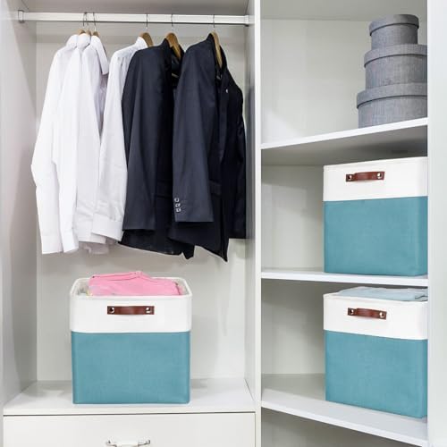 Bagnizer 13x13 Cube Storage Bins, Collapsible Fabric Storage Box, 4 Pack Closet Baskets with Handles for Organizing, She