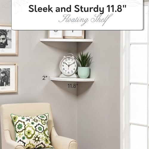 InPlace Shelving 0191806 11.8-Inch Wide Floating Corner Wall Shelf, White (Pack of 2)
