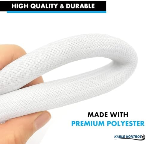 Kable Kontrol Braided Cable Sleeve Split Wrap 1" 100 Ft - White
