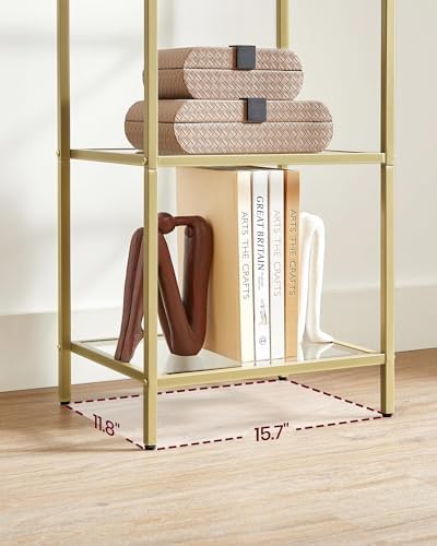 VASAGLE Bookcase Bookshelf, Tempered Glass Bookshelves, Steel Frame