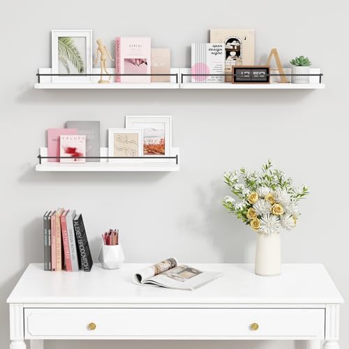 Forbena White Floating Shelves Bathroom Shelves Over Toilet Set of 3, Bathroom Organizers and Storage Shelves Wall Mount