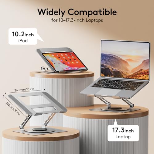 TECKNET Laptop Stand for Desk, 360° Rotating Laptop Stand for 10-17" Laptop