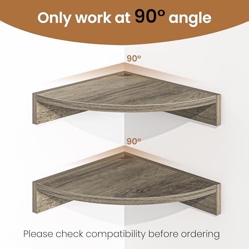 Fun Memories Corner Shelf Wall Mount, Wood Floating Corner Shelves,Corner Wall Shelf for Bedroom, Bathroom, Kitchen, Liv