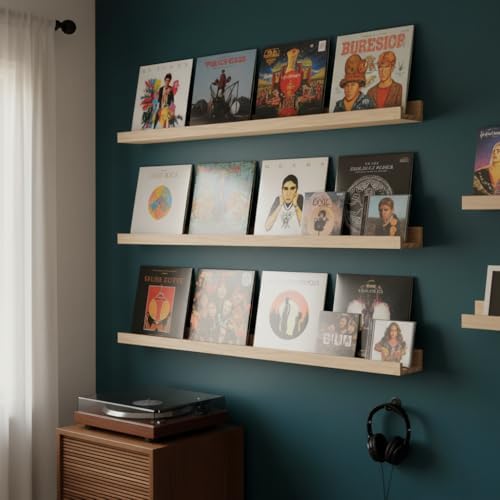 AZSKY 2pc 36in Natural Wood Floating Shelves, Country Rustic Style Wall Shelves for Kids Books, Photo Picture Ledge, Nur