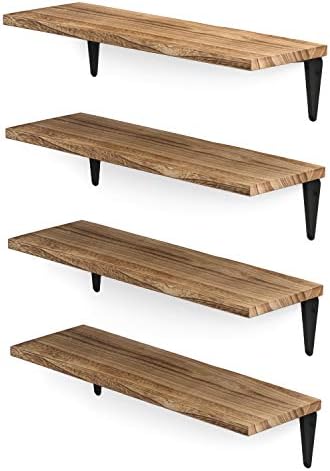 Wallniture Arras Floating Shelves for Wall Storage, Wood Wall Shelves for Kitchen Organization and Storage, Set of 4, 17