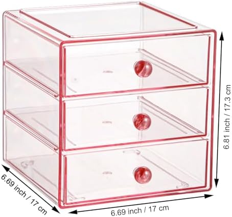AJIODA Makeup Drawer Organizer Box with 3 Drawers, Acrylic Cosmetic Display Case Vanity Organizer Jewelry Storage Box St
