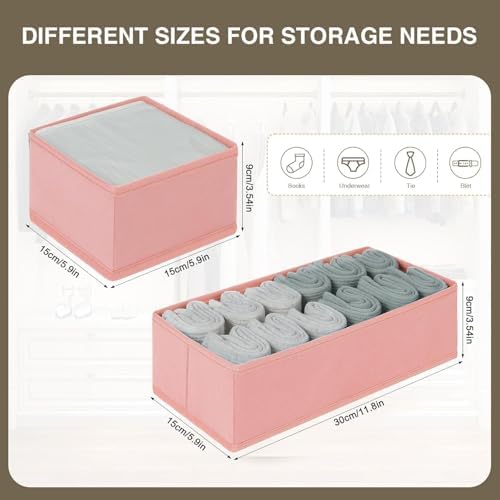 DIMJ Drawer Organizers - Set of 12 Fabric Closet Organizers and Storage, Drawer Dividers for Baby Clothes, Socks, Belt, 