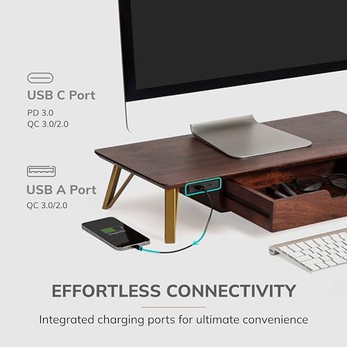 Anji Mountain Monitor Stand for Desk - Desktop Organizer & Laptop Riser, Ergonomic Monitor Riser, Space-Saving, Durable,