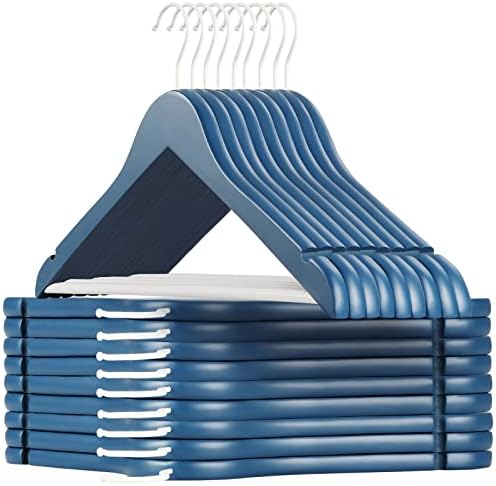 TOPIA HANGER Premium Wooden Hangers 16 Pack Blue/White Coat Hangers
