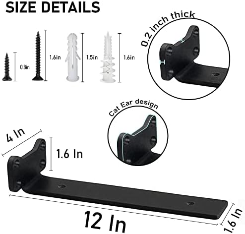 Shelf Brackets Heavy Duty Industrial L Shelf Bracket - 0.2 Inch Thick Premium Solid Steel Shelf Supports, Black Rustic W