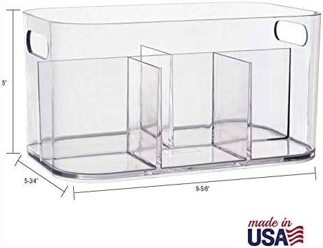 STORi Bliss 5-Compartment Plastic Cosmetics Storage Organizer, Set of 2 | Clear | Rectangular Divided Makeup Bin & Vanit