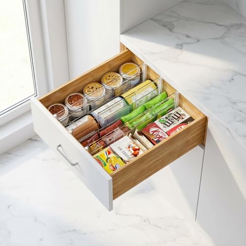 LETGO 5 Pack Drawer Dividers 6" High - Tall Acrylic Drawer Divider for Clothes, 12.3-18" Adjustable Dresser Deep Drawer 