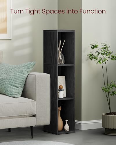 VASAGLE Bookshelf, 3-Tier Bookcase, 7.9 x 9.4 x 37.3 Inches